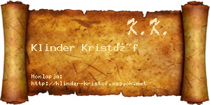 Klinder Kristóf névjegykártya